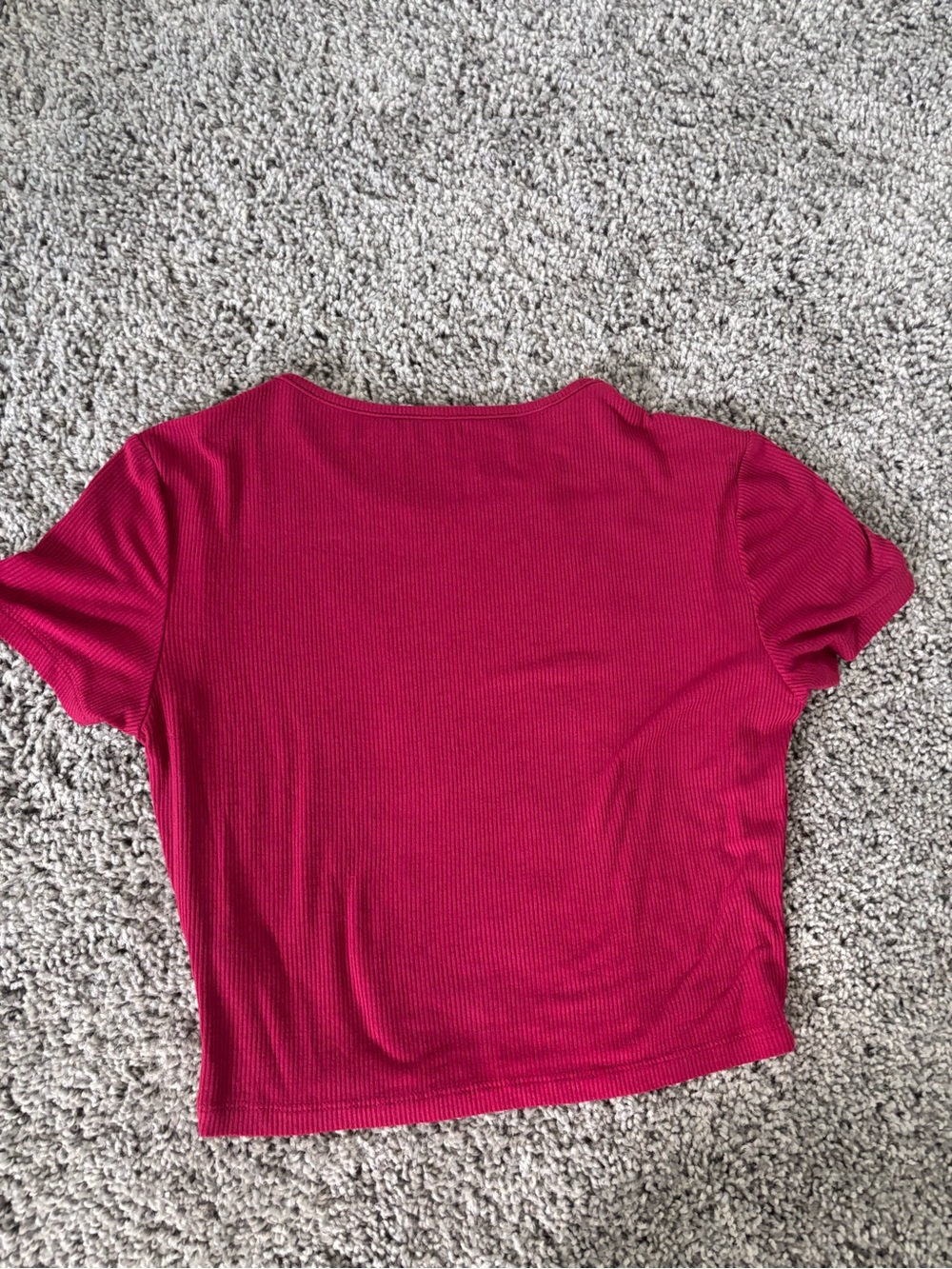 Ribbed Short Sleeve Crop Top - Raspberry Pink - Picture 8 of 8